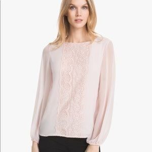 White House Black Market Pink Lace Blouse Sz. 10